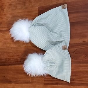 NWOT Made by Molly pom hats Adult & baby 6-12 months